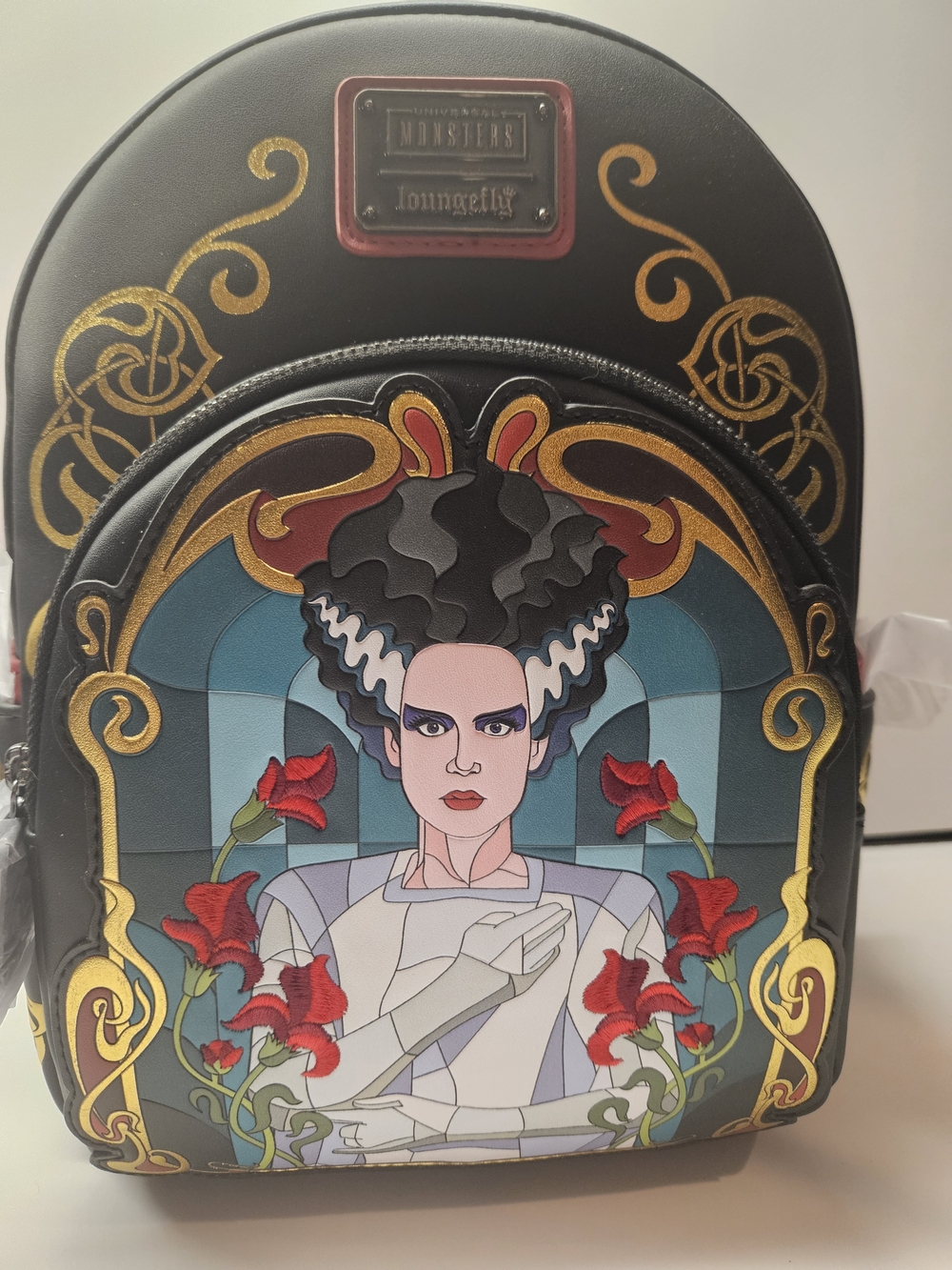 Loungefly x Bride of Frankenstein Black Floral Graphic Mini Backpack